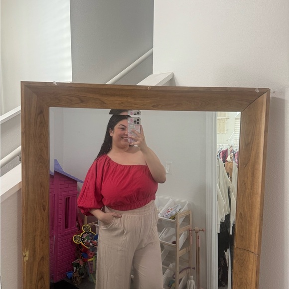 Abercrombie & Fitch Linen One Shoulder Puff Sleeve Top - Picture 3 of 4